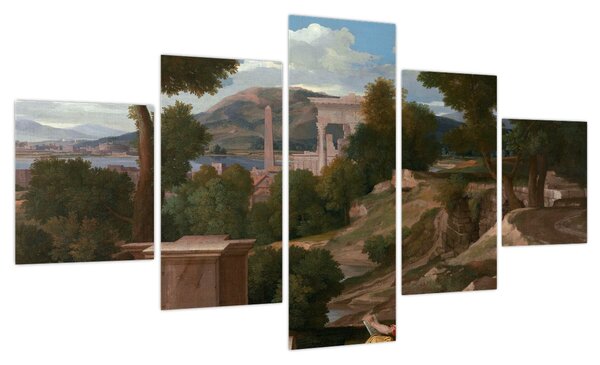 Obraz - Nicolas Poussin, Landscape with Saint John on Patmos, reprodukcje (125x70 cm)