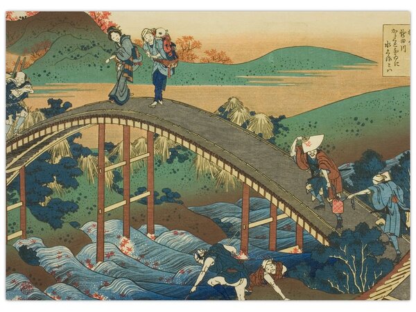 Obraz - Katsushika Hokusai, Ariwara no Narihirafrom the series One Hundred, Poems Explained by the Nurse (Hyakunin isshu uba ga etoki), reprodukcje (70x50 cm)