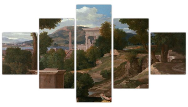 Obraz - Nicolas Poussin, Landscape with Saint John on Patmos, reprodukcje (125x70 cm)