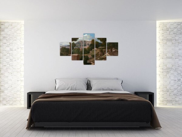 Obraz - Nicolas Poussin, Landscape with Saint John on Patmos, reprodukcje (125x70 cm)