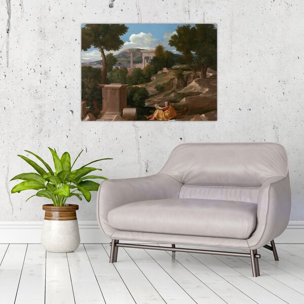Obraz - Nicolas Poussin, Landscape with Saint John on Patmos, reprodukcje (70x50 cm)