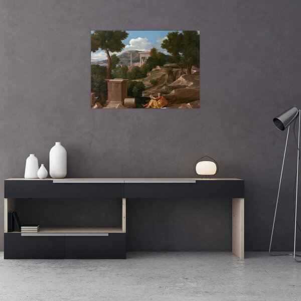 Obraz - Nicolas Poussin, Landscape with Saint John on Patmos, reprodukcje (70x50 cm)