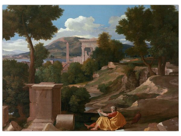 Obraz - Nicolas Poussin, Landscape with Saint John on Patmos, reprodukcje (70x50 cm)