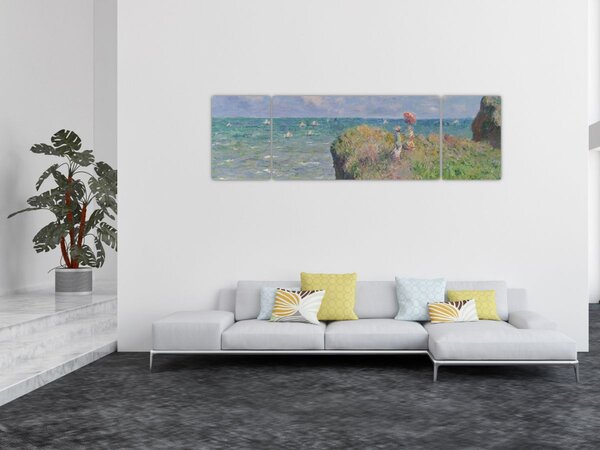 Obraz - Claude Monet, Cliff Walk at Pourville, reprodukcje (170x50 cm)