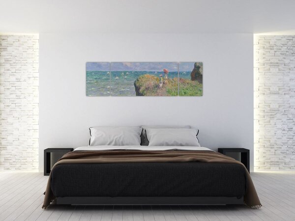 Obraz - Claude Monet, Cliff Walk at Pourville, reprodukcje (170x50 cm)