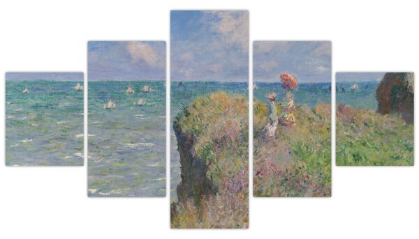 Obraz - Claude Monet, Cliff Walk at Pourville, reprodukcje (125x70 cm)