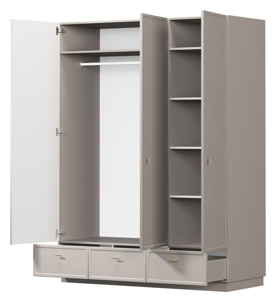 Szafa Lorini 150 cm z półkami - kaszmir / złote uchwyty T-bar