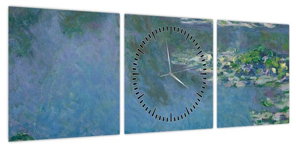 Obraz - Claude Monet, Water Lilies, reprodukcje (z zegarem) (90x30 cm)