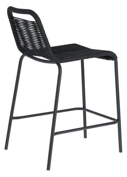 Czarny hoker ze stalową konstrukcją Kave Home Glenville, wys. 62 cm