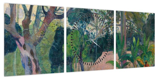 Obraz - Paul Gauguin, Te raau rahi (The Big Tree), reprodukcje (z zegarem) (90x30 cm)