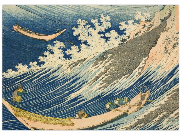 Obraz - Katsushika Hokusai, Fishing Boats at Choshi in Shimosa (Soshu Choshi) , reprodukcje (70x50 cm)