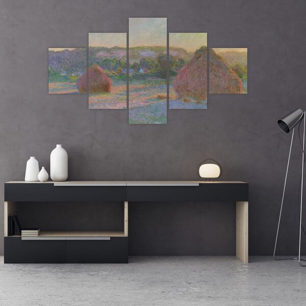 Obraz - Claude Monet, Stacks of Wheat (End of Summer) , reprodukcje (125x70 cm)