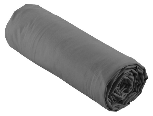 Antracytowe prześcieradło z perkalu bawełnianego z gumką 90x190 cm Percaline – douceur d'intérieur