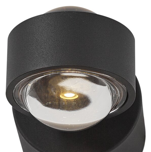 Designerski kinkiet czarny z LED IP44 - Lens