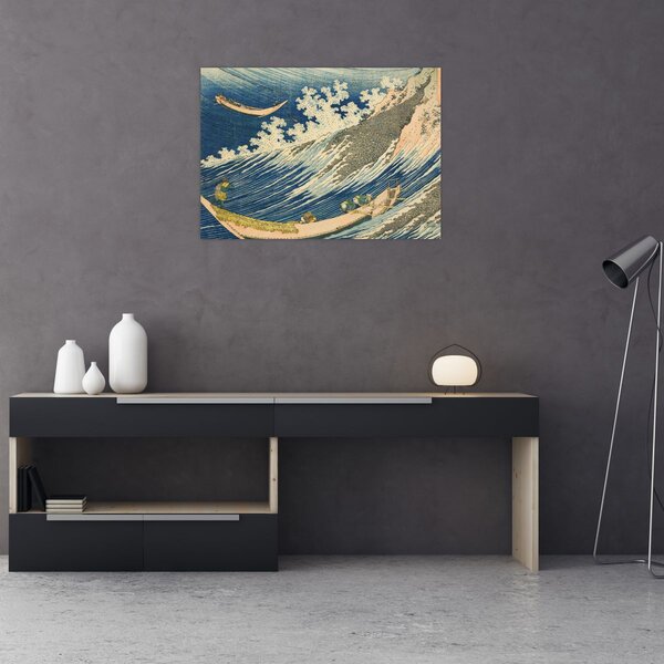 Obraz - Katsushika Hokusai, Fishing Boats at Choshi in Shimosa (Soshu Choshi) , reprodukcje (70x50 cm)