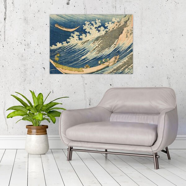 Obraz - Katsushika Hokusai, Fishing Boats at Choshi in Shimosa (Soshu Choshi) , reprodukcje (70x50 cm)