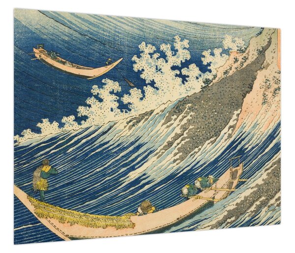 Obraz - Katsushika Hokusai, Fishing Boats at Choshi in Shimosa (Soshu Choshi) , reprodukcje (70x50 cm)