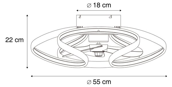 Wentylator sufitowy mosiądz 55 cm z LED z możliwością ściemniania z pilotem - Mandy