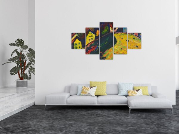Obraz - Vasily Kandinsky, Houses at Murnau, reprodukcje (125x70 cm)
