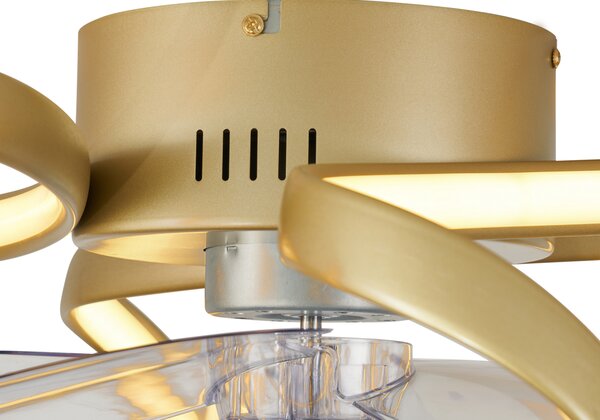 Wentylator sufitowy mosiądz 55 cm z LED z możliwością ściemniania z pilotem - Mandy