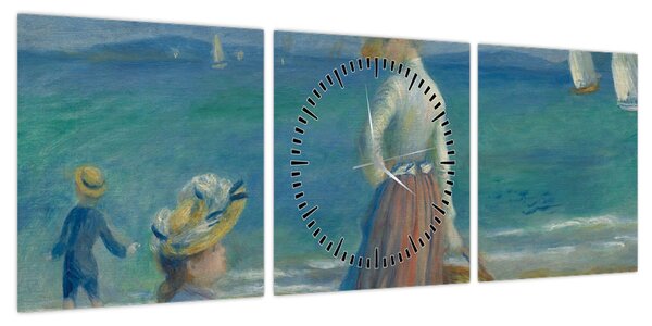 Obraz - Auguste Renoir, Figures on the Beach, reprodukcje (z zegarem) (90x30 cm)