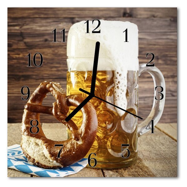 Zegar szklany kwadratowy Precel piwo