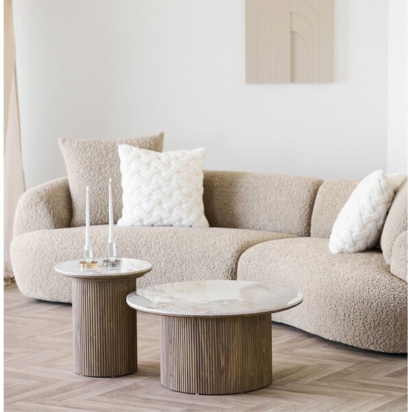 Okrągły stolik z blatem w dekorze marmuru ø 45 cm Athens – House Nordic