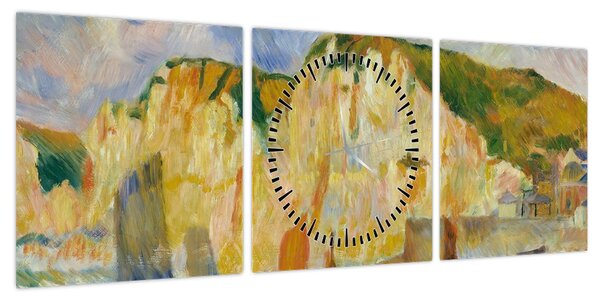 Obraz - Auguste Renoir, Sea and Cliffs, reprodukcje (z zegarem) (90x30 cm)