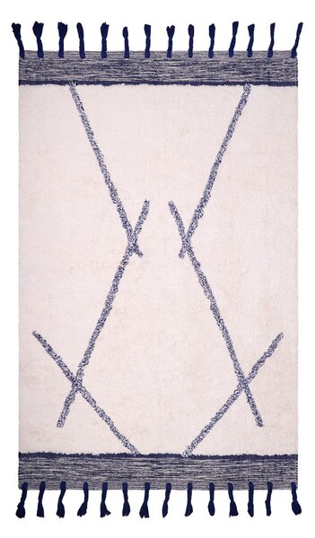 Biało-szary dywan wykonany ręcznie z bawełny Nattiot Shaanti, 110x170 cm