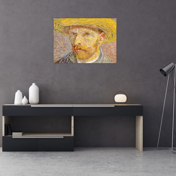 Obraz - Vincent van Gogh, Self-Portrait with a Straw Hat (The Potato Peeler), reprodukcje (70x50 cm)