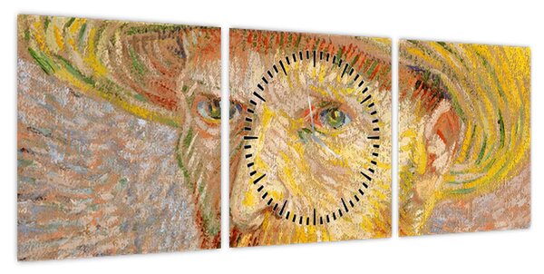Obraz - Vincent van Gogh, Self-Portrait with a Straw Hat (The Potato Peeler), reprodukcje (z zegarem) (90x30 cm)
