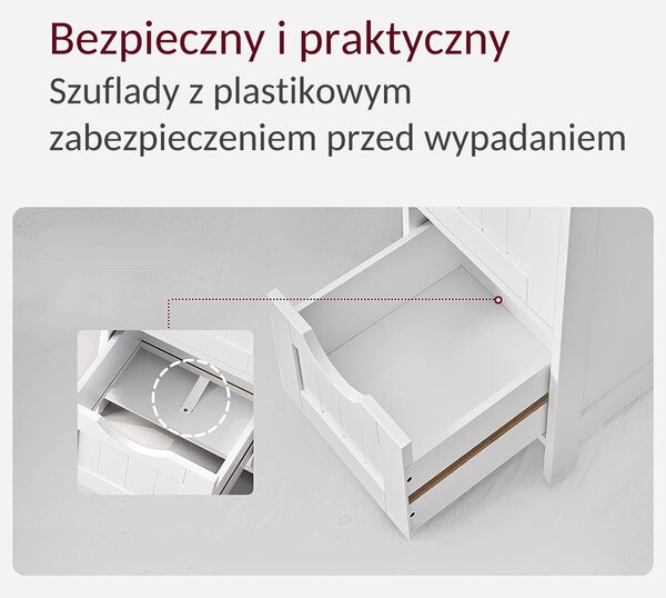 Szafka do łazienki z 4 szufladami PAULA, 30x30x82cm, biała Vasagle