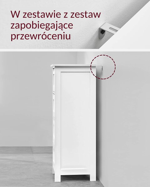 Szafka do łazienki z 4 szufladami PAULA, 30x30x82cm, biała Vasagle