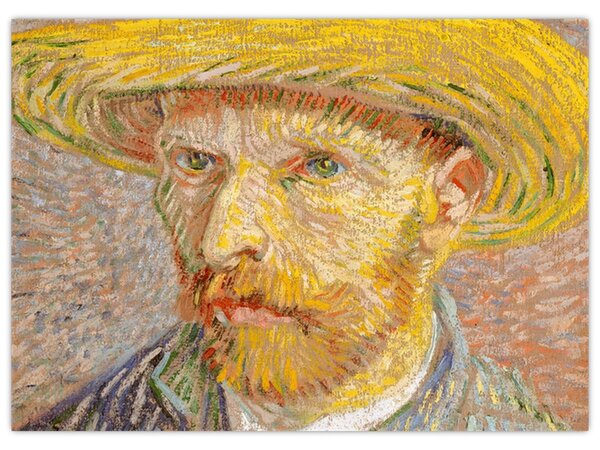 Obraz - Vincent van Gogh, Self-Portrait with a Straw Hat (The Potato Peeler), reprodukcje (70x50 cm)