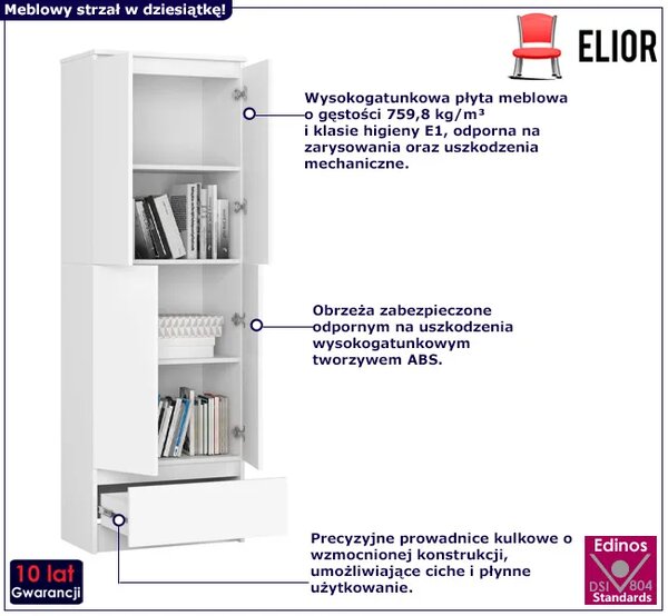Biały regał do salonu z drzwiczkami G1-Z40