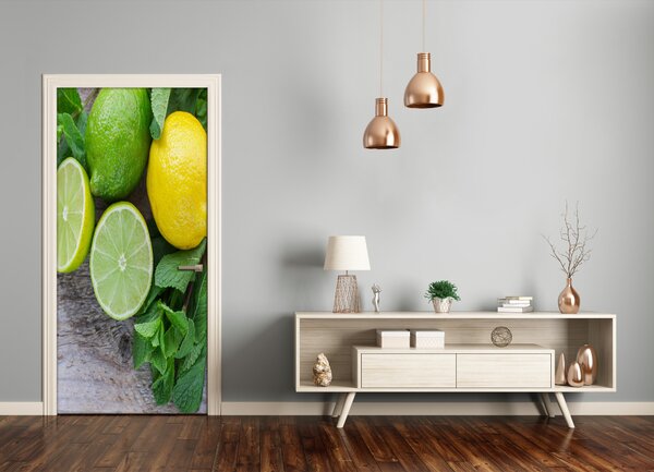Naklejka na drzwi samoprzylepna Limonki i cytryna