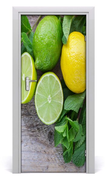 Naklejka na drzwi samoprzylepna Limonki i cytryna