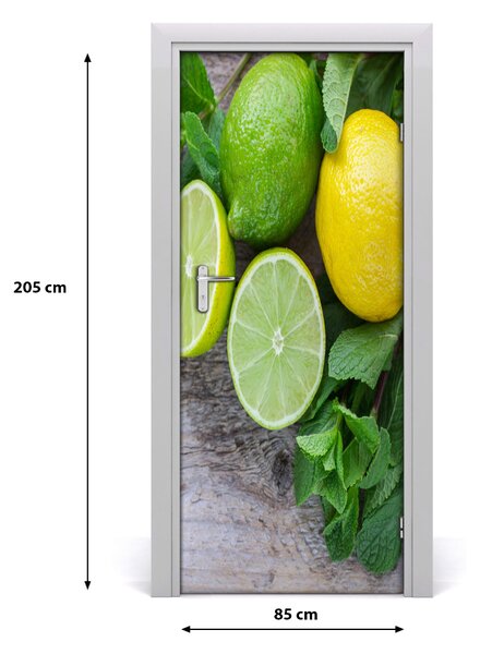 Naklejka na drzwi samoprzylepna Limonki i cytryna