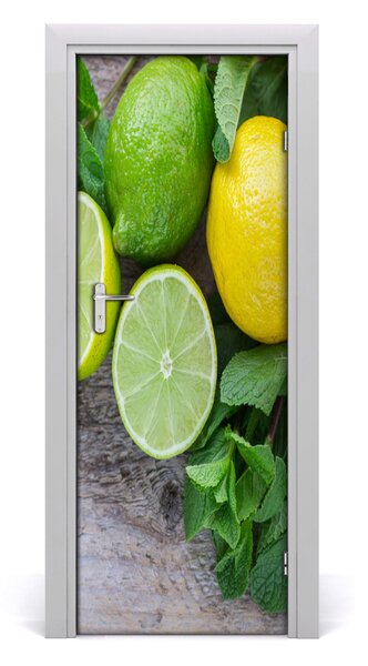 Naklejka na drzwi samoprzylepna Limonki i cytryna