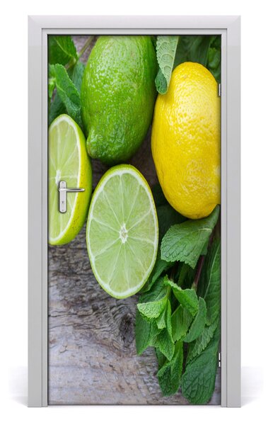 Naklejka na drzwi samoprzylepna Limonki i cytryna