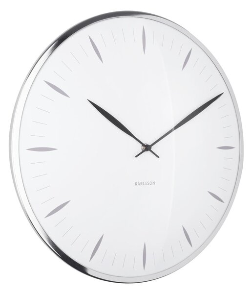 Biały szklany zegar ścienny Karlsson Leaf, ø 40 cm
