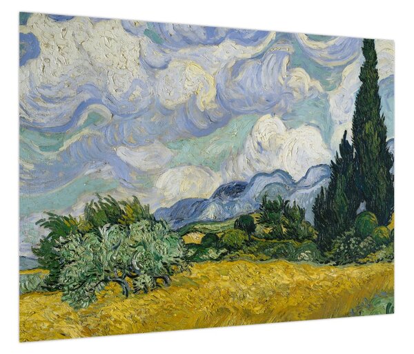 Obraz - Vincent van Gogh, Wheat Field with Cypresses, reprodukcje (70x50 cm)