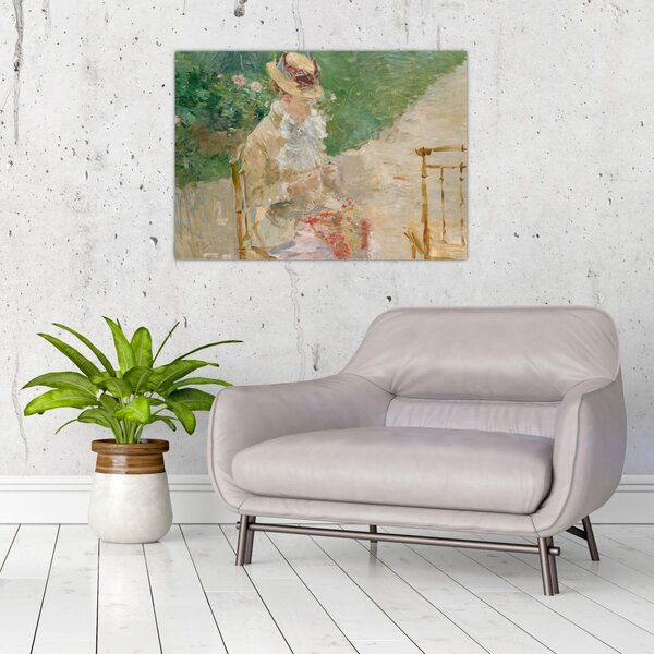 Obraz - Berthe Morisot, Young Woman Knitting, reprodukcje (70x50 cm)