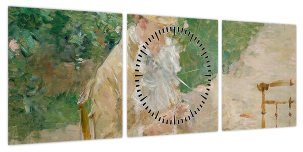 Obraz - Berthe Morisot, Young Woman Knitting, reprodukcje (z zegarem) (90x30 cm)