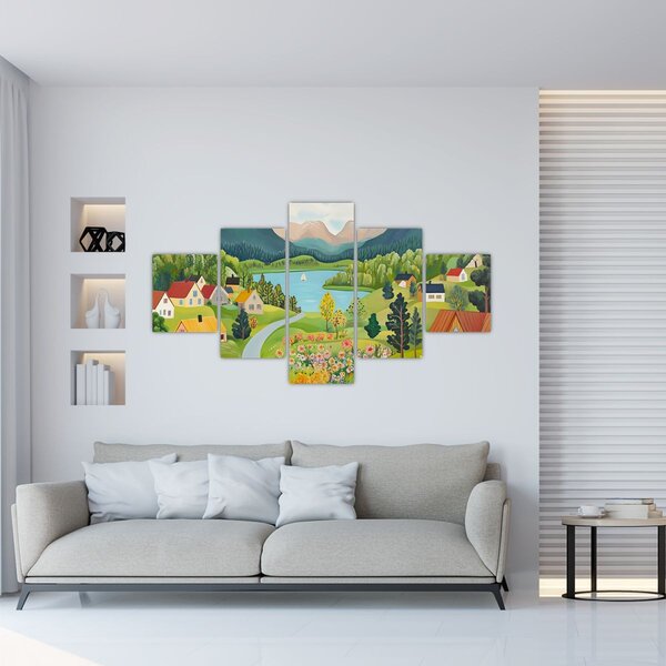 Obraz - Wioska w górach (125x70 cm)