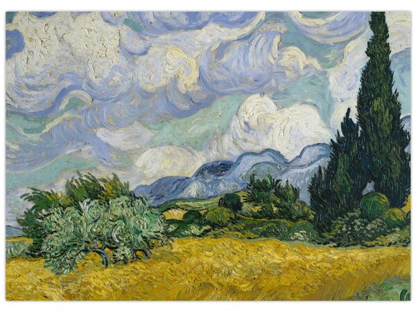 Obraz - Vincent van Gogh, Wheat Field with Cypresses, reprodukcje (70x50 cm)