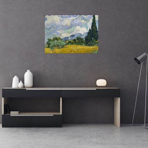 Obraz - Vincent van Gogh, Wheat Field with Cypresses, reprodukcje (70x50 cm)