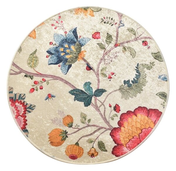Kwiecisty dywanik łazienkowy Foutastic Circle Vintage, ø 100 cm