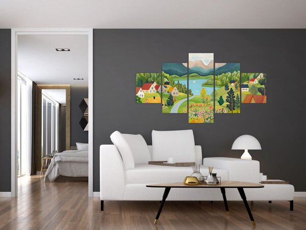 Obraz - Wioska w górach (125x70 cm)