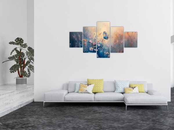 Obraz - Łąka z motylem (125x70 cm)